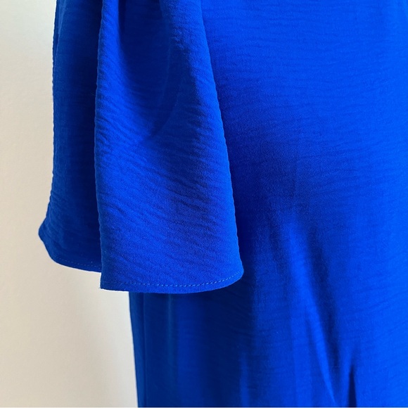 DKNY blue short-sleeve flutter-hem trapeze dress in 100% polyester Size 2 - Picture 2 of 7